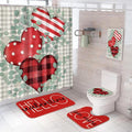 Watercolor Valentines Day Shower Curtain Set with Rugs and Toilet