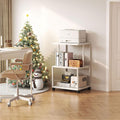 Mexin White 3 Tier Printer Table with Wheels - Compact Rolling Cart