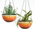 12 inch Hanging Planters 2 Pack - Glazed Large Outdoor & Indoor Pots