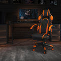 Ergonomic Gaming Chair Black/Orange - Recline, Footrest, Massage