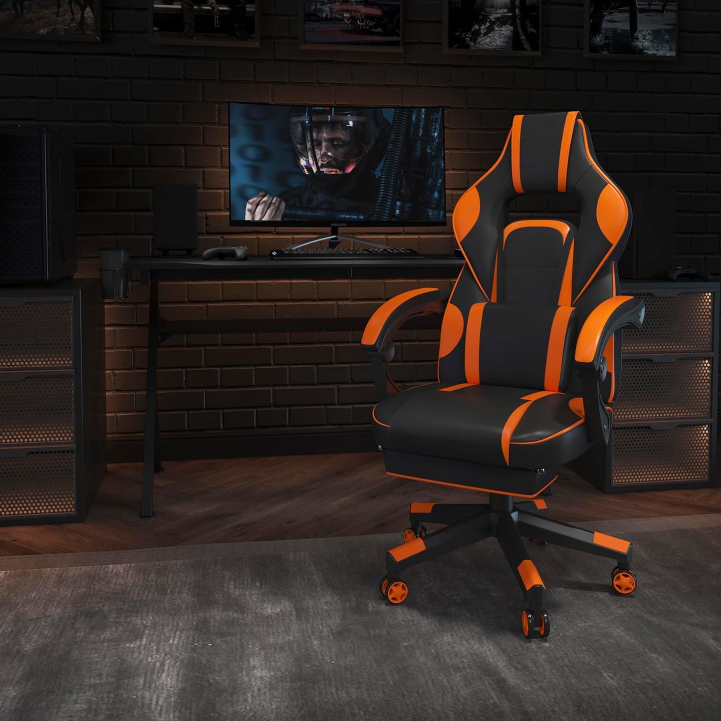 EMMA + OLIVER Ergo Gaming Chair - Recline, Footrest, Massage