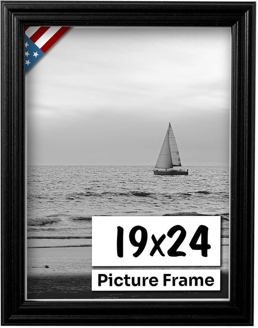 Black 19x24 Picture Frame - Handmade Solid Wood Frame
