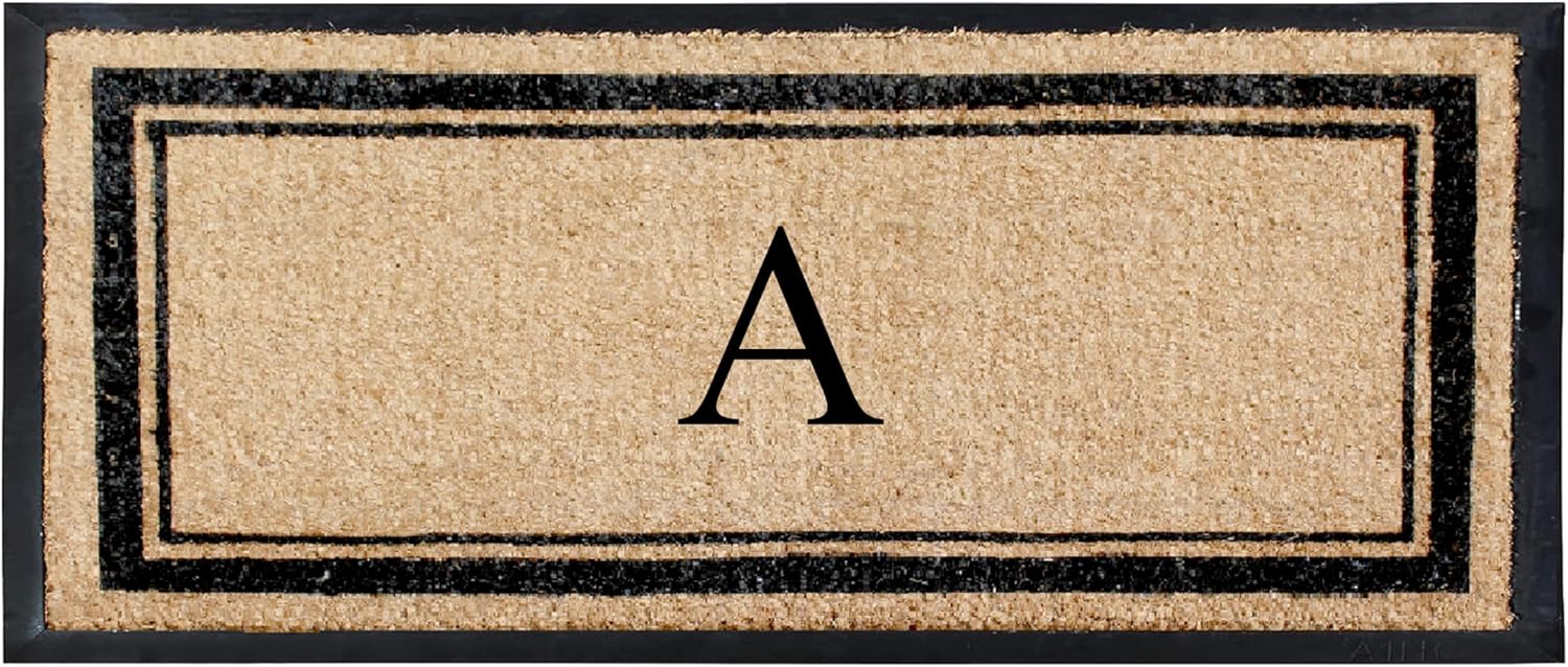 Natural Coir & Rubber Hand Flocked Large Monogrammed Door Mat