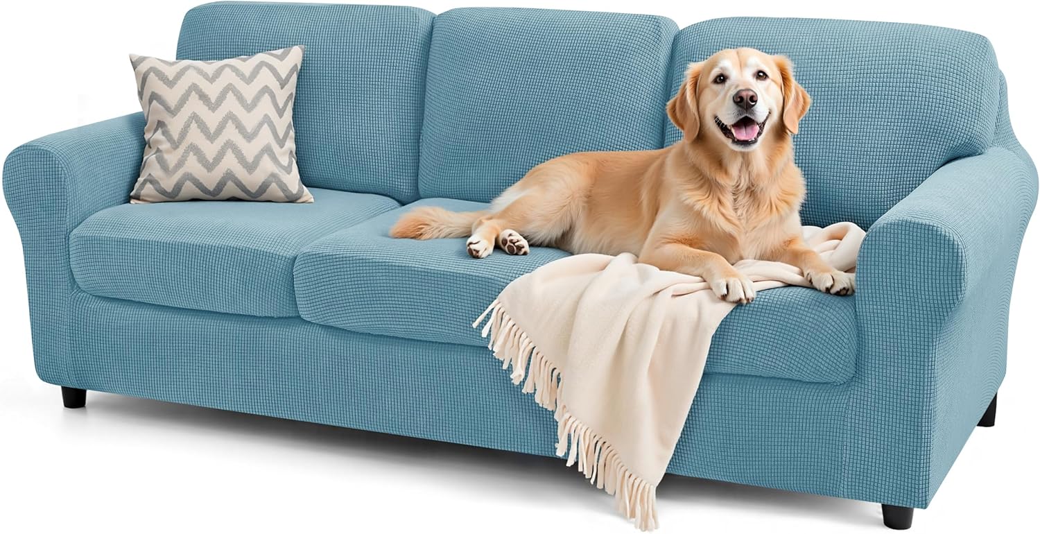 SUBRTEX 7 Pieces Stretch Sofa Slipcover for 3 Cushion Sofa
