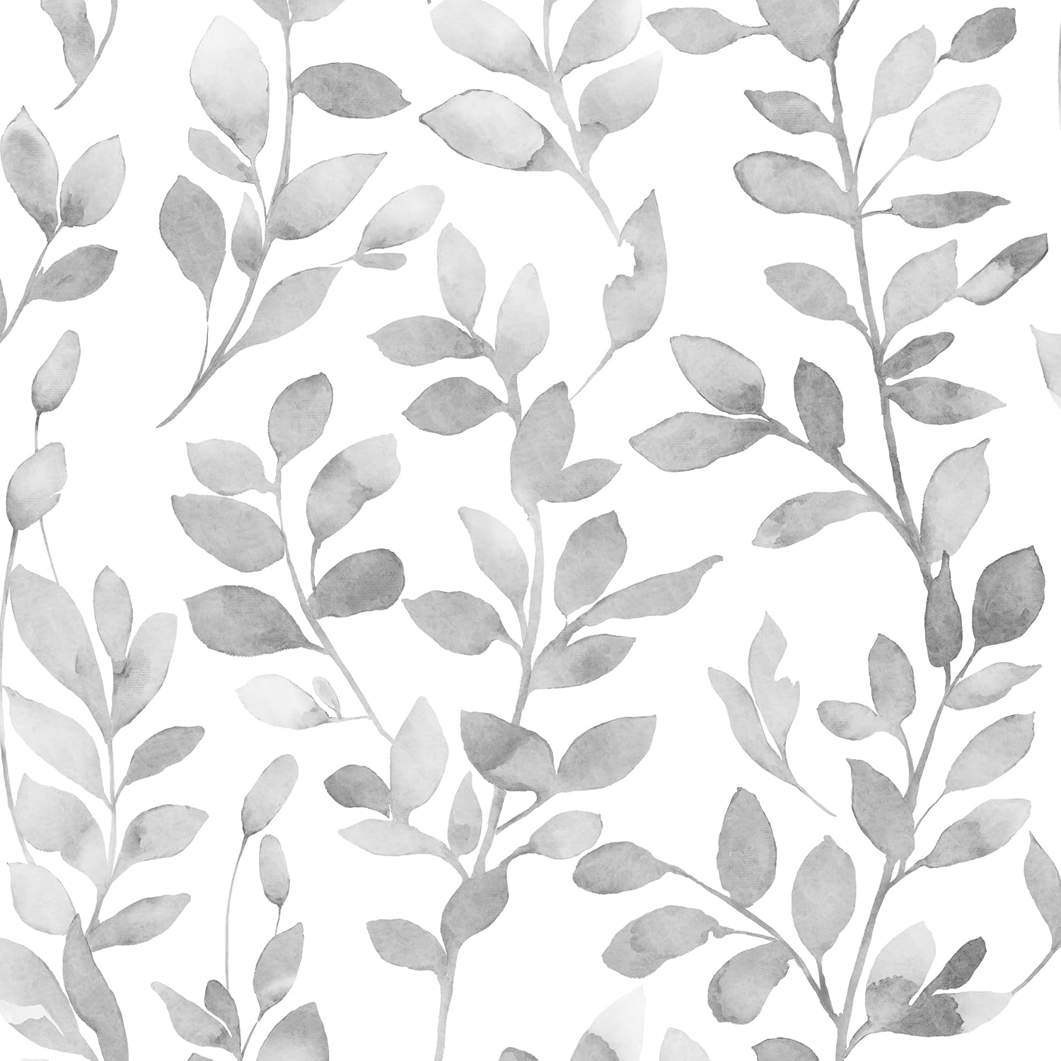 MelunMer Modern Grey Leaf Peel and Stick Wallpaper for Decor
