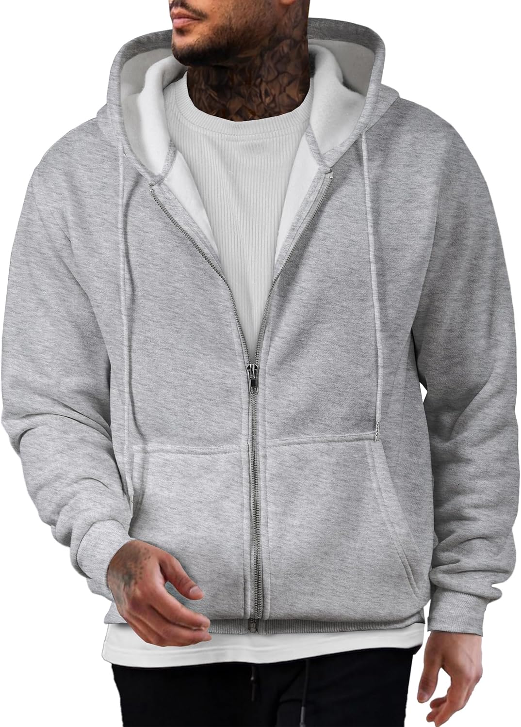 JMIERR Mens Full Zip Casual Cotton Hooded Fleece Sweatshirts