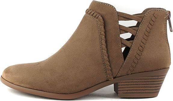Soda CHANCE Womens Perforated Cut Out Stacked Block Heel Booties
