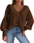 Cardigan Sweaters for Women V Neck Chunky Cable Knit - Cozy Layer