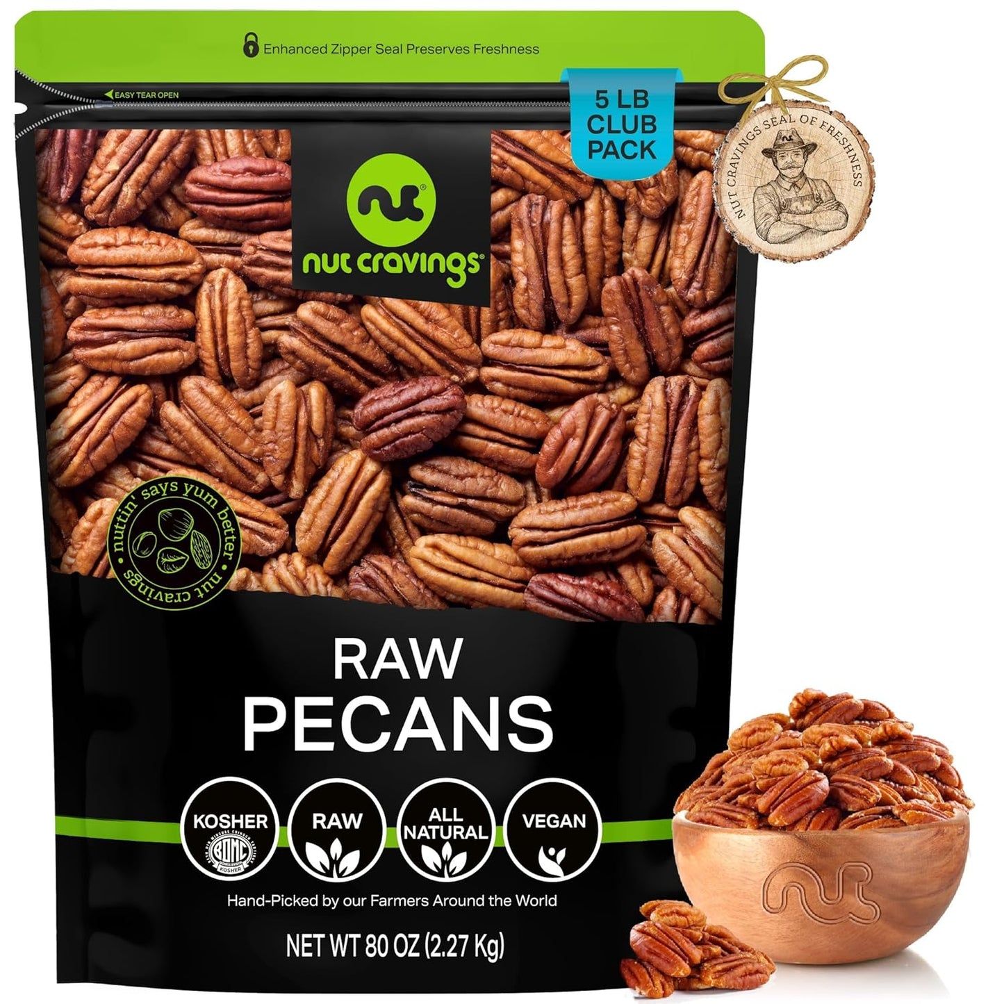 Raw Pecans Halves & Pieces - Fresh, Unsalted, Healthy Snack