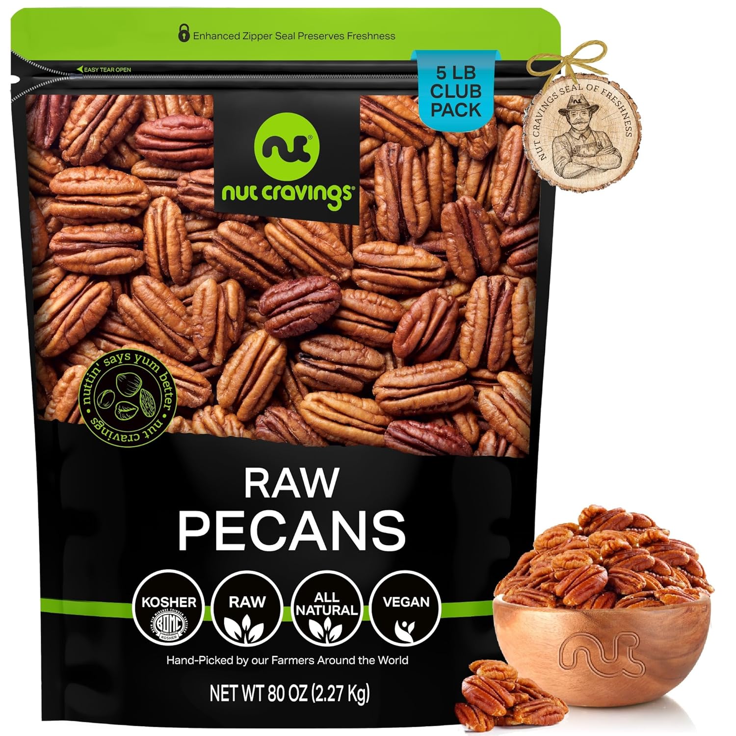 Raw Pecans Halves & Pieces - Fresh, Unsalted, Healthy Snack