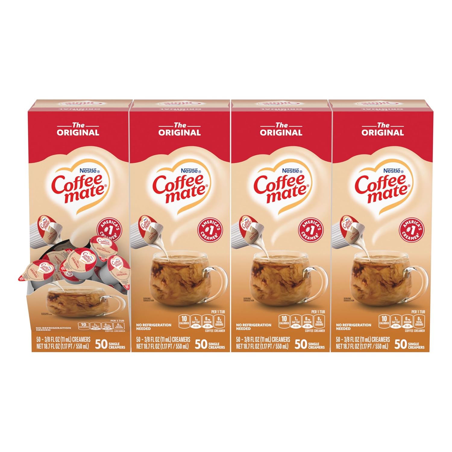 Convenient Non-Dairy Coffee Creamer Singles - 0.375 fl oz Tubs (Pack of 200)