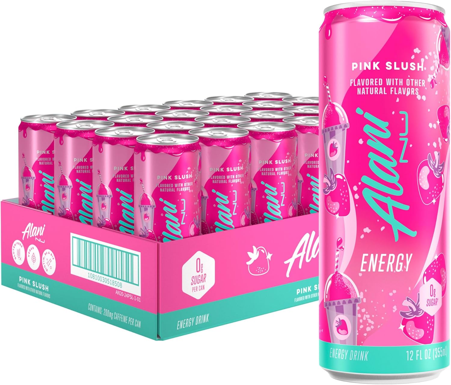 Alani Nu PINK SLUSH Energy Drink: Sugar Free & Low Calorie