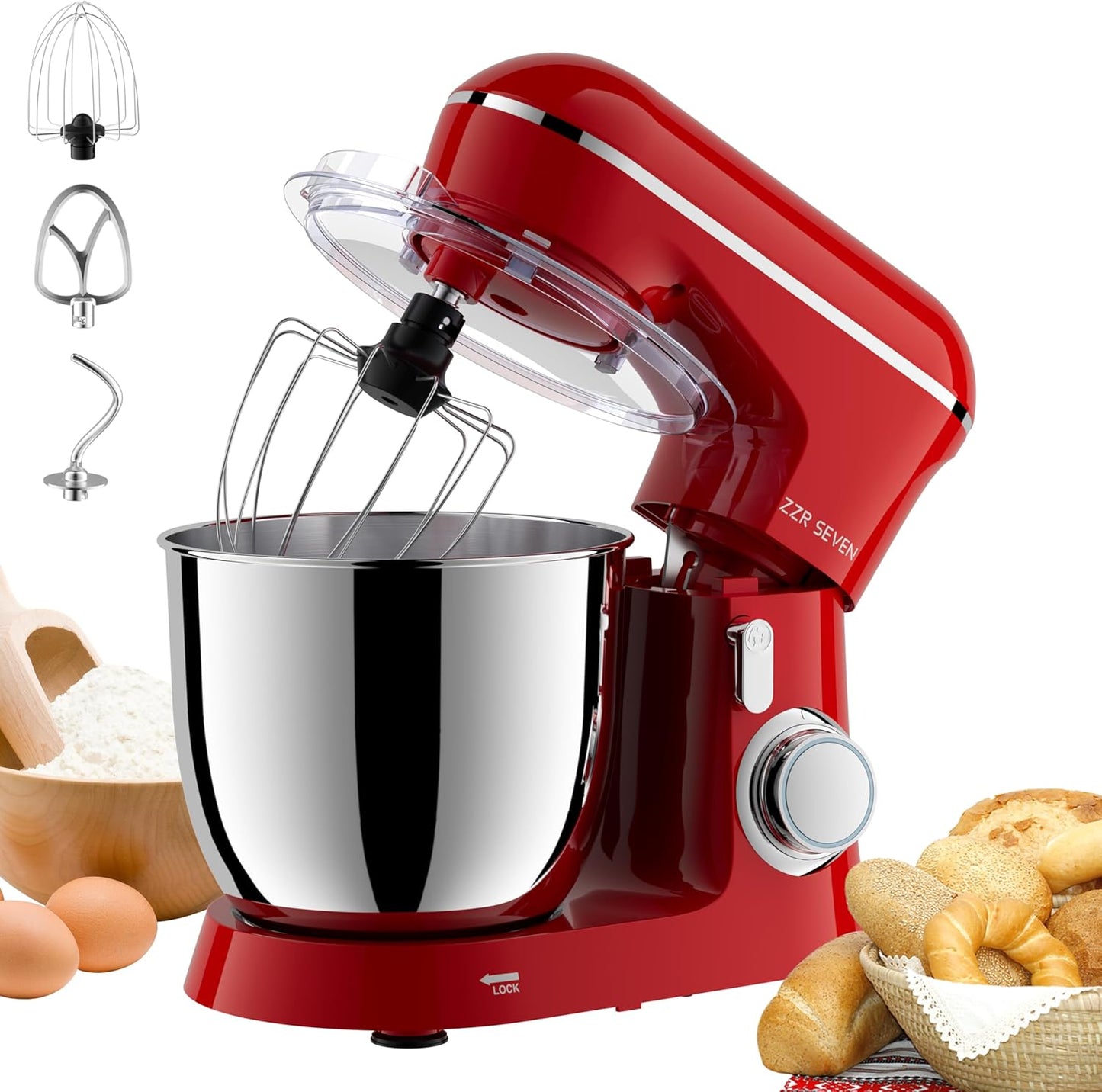 Stand Mixer with 5.5 Quart Bowl and 10 Speed Control for Baking