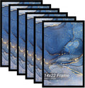 14x22 Picture Frame Set of 6 Black - Lightweight HD Cover for Posters