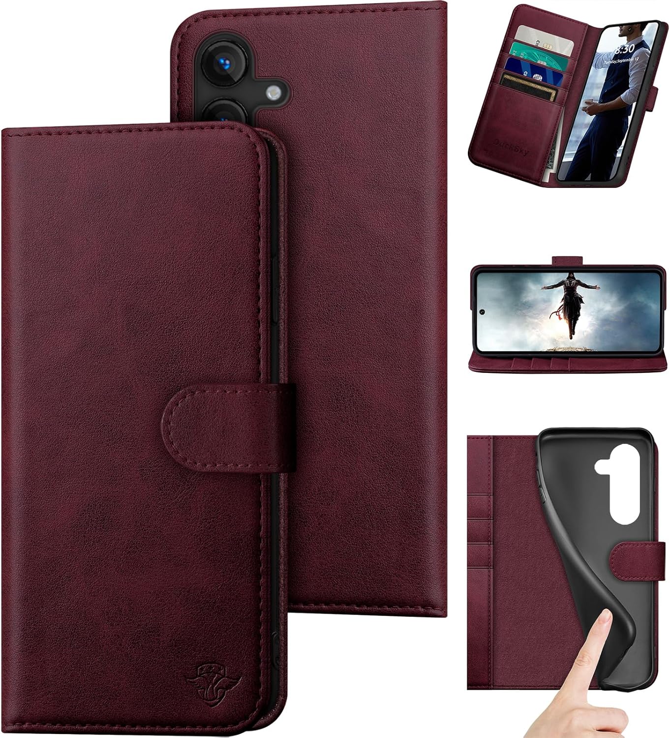Leather Wallet Case for Samsung Galaxy S25 Plus with Card Slots