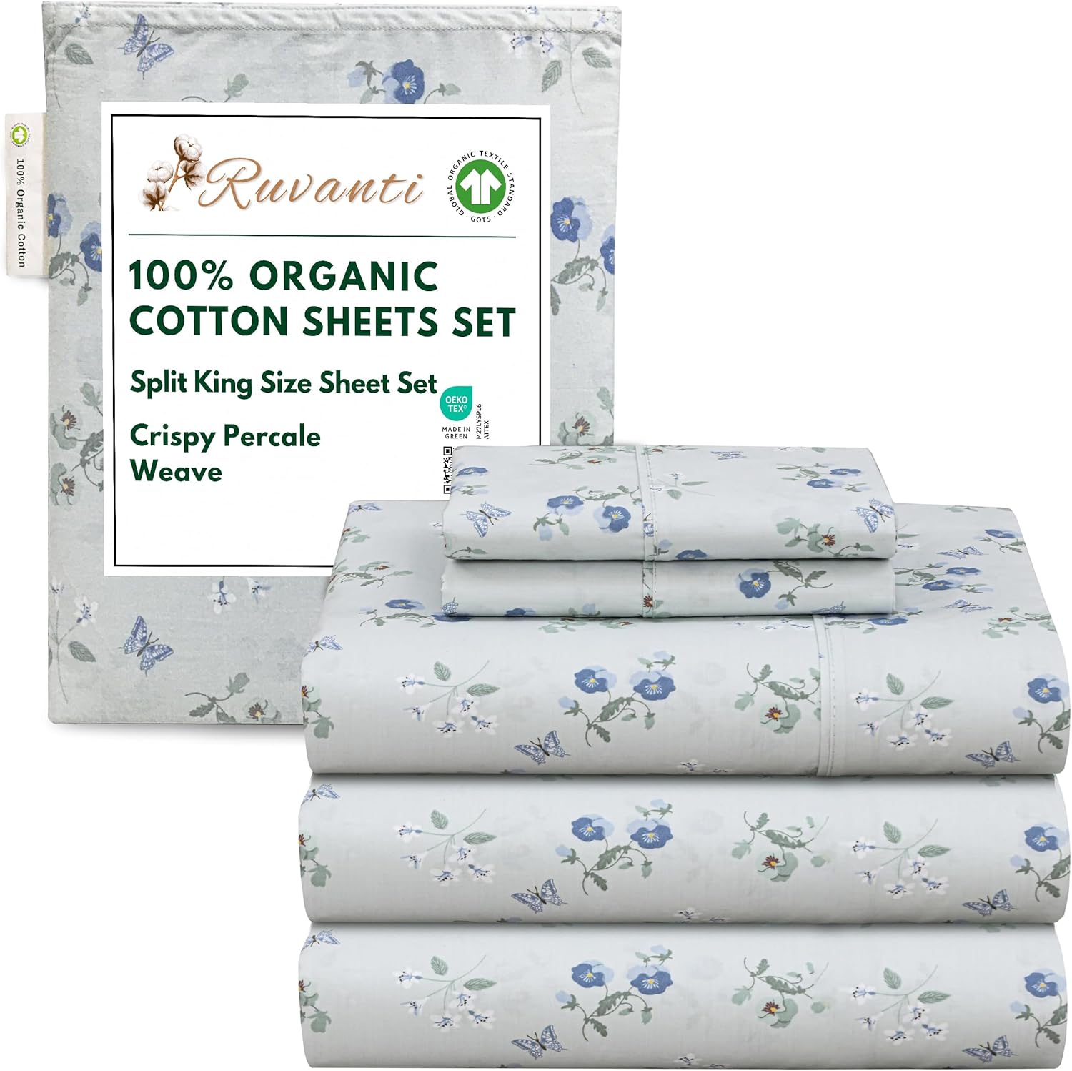 100% Organic Cotton Sheets Split King Set for Ultimate Comfort