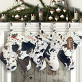 Cowhide Faux Fur Christmas Stockings Set of 5 with Initial Tags