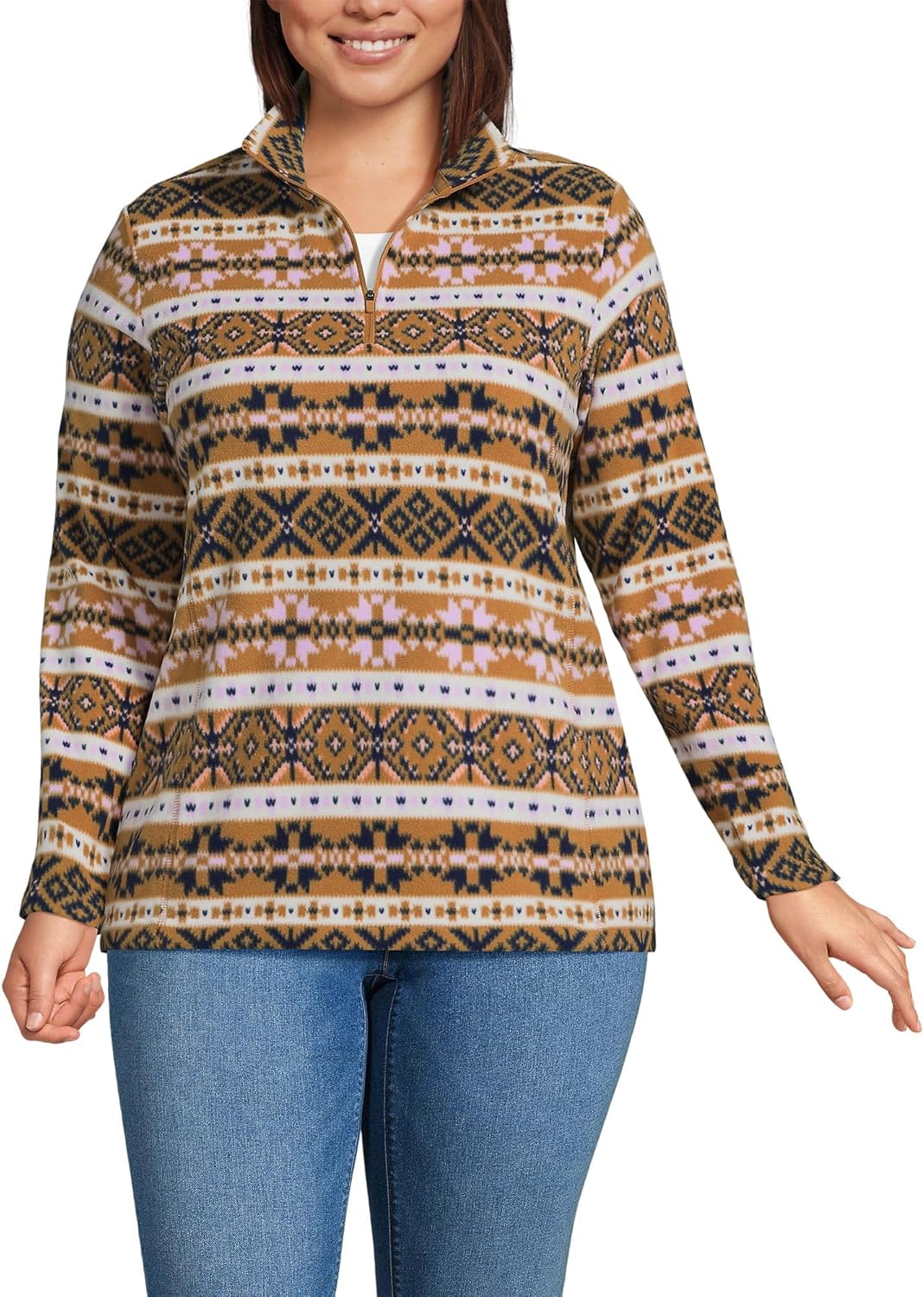 Lands' End Anyweather Fleece Quarter Zip Pullover for Comfort