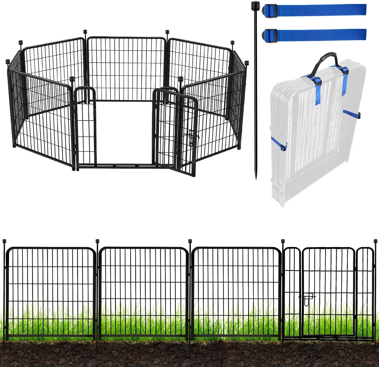 ADAVIN Tall Garden Fence with Gate for Pets and Plants