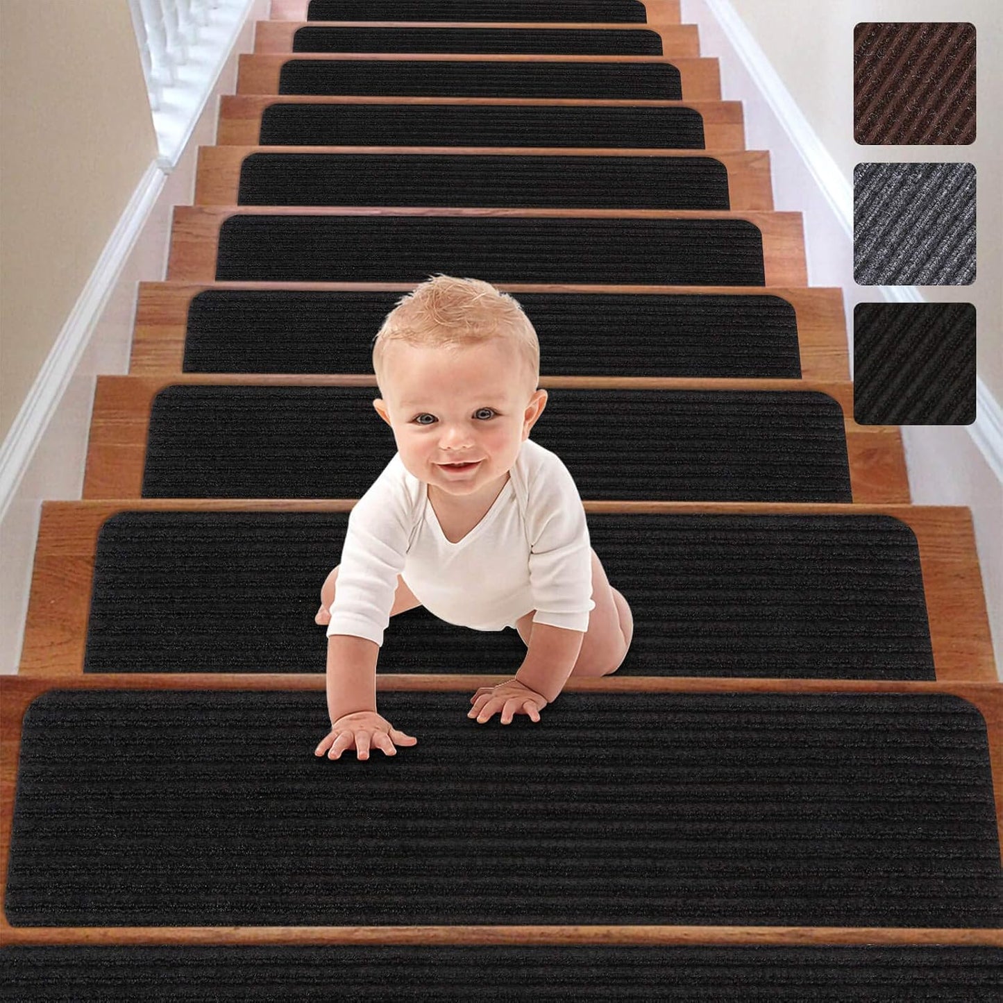 RIOLAND Stair Treads Carpet Non-Slip Indoor Stair Runners Set