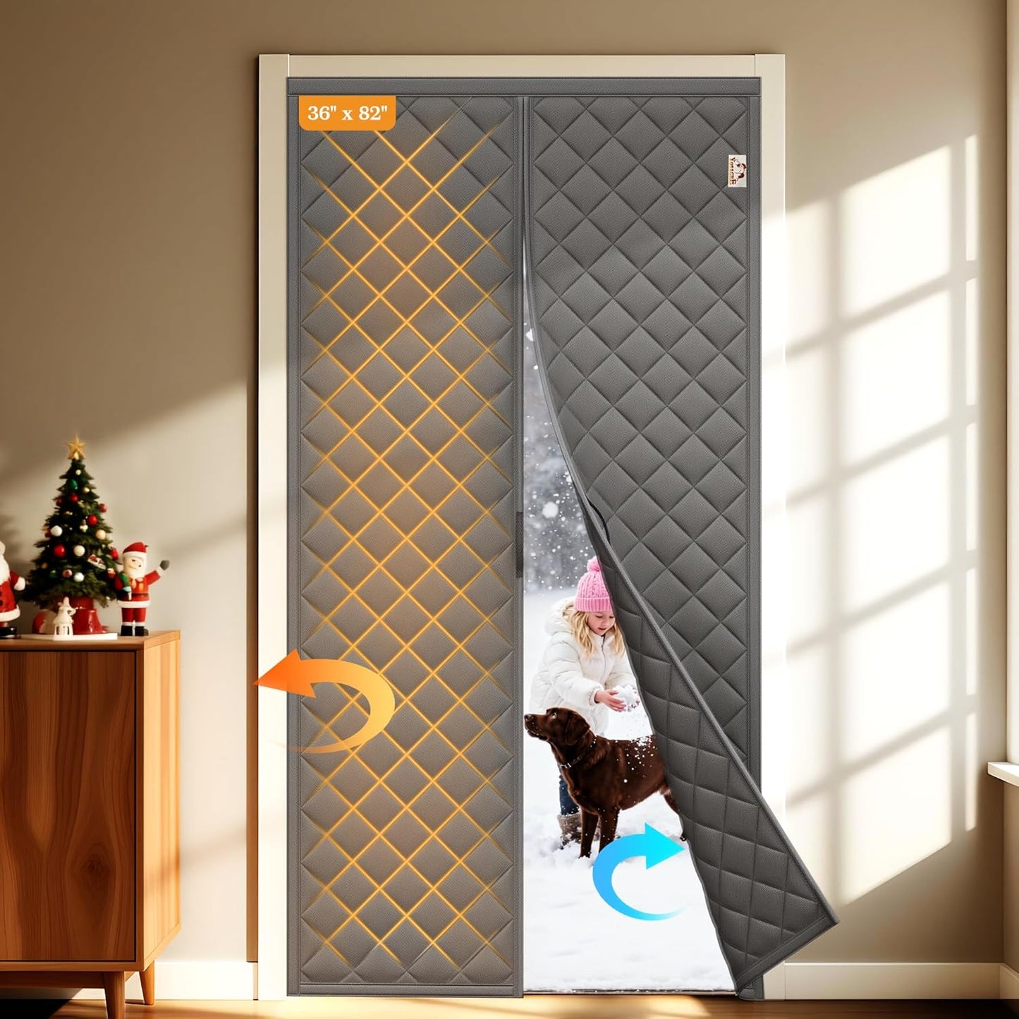 Magnetic Thermal Insulated Curtain for 36x82 Doors - All-Season