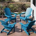Pacific Blue Adirondack Chairs Set of 4 - HIPS Plastic Patio Chairs