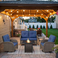 5 Pieces Patio Furniture Set with 30in Propane Fire Pit Table - Cozy