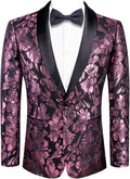 Men's Floral Jacquard Shawl Lapel Tuxedo Jacket - Slim Fit