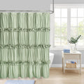 Sage Ruffle Shower Curtain - Vintage Handcrafted Bow Tie Bath Curtain