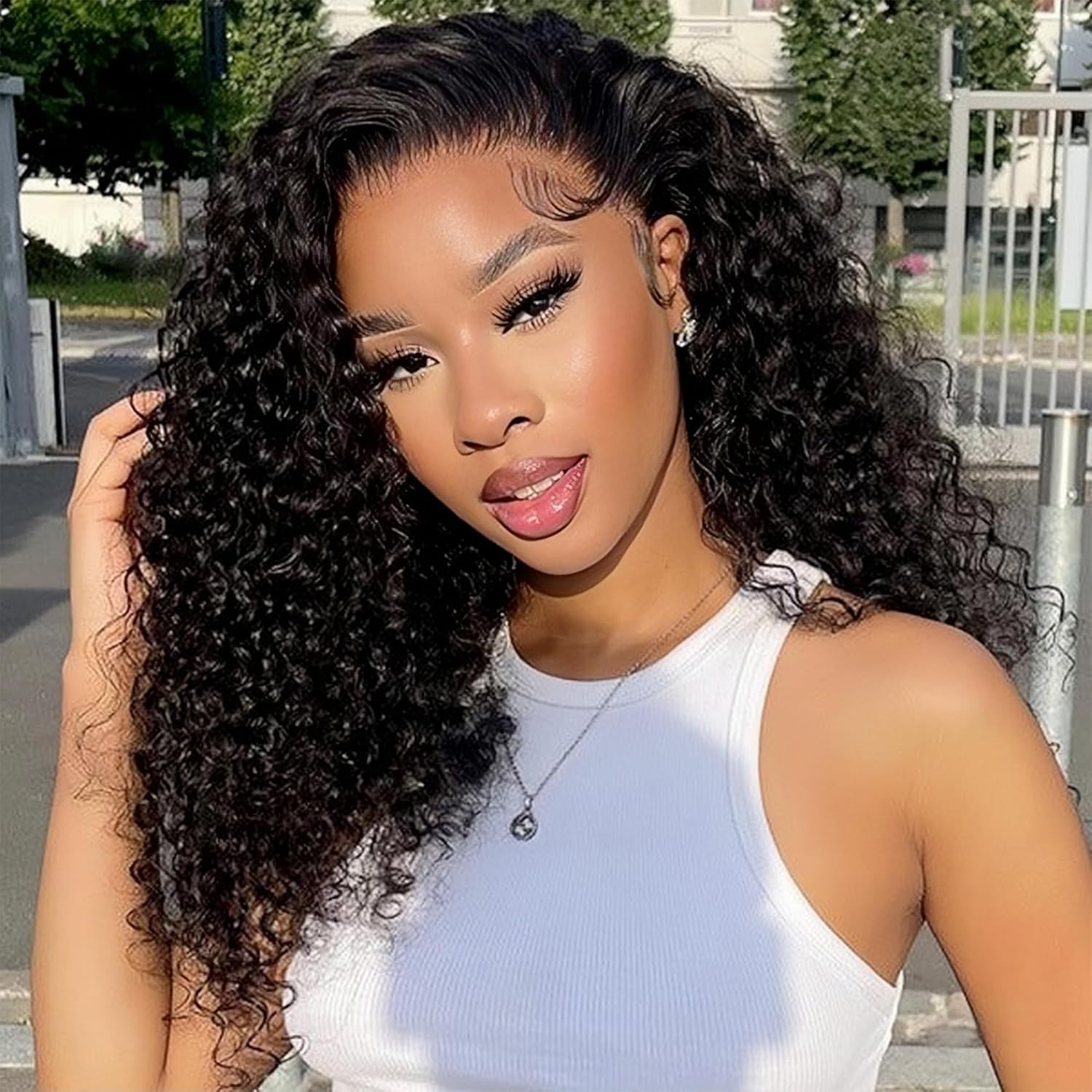 Kinky Curly Half Wig Human Hair 180% Density for Beginners