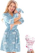ECO BABY Mommy and Me Robe and Swaddle Set - Cozy Hospital Match