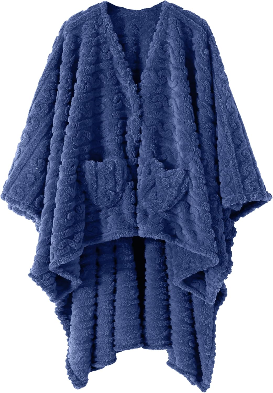 Wearable Blanket Sherpa Fleece Shawl with Pockets for Comfort