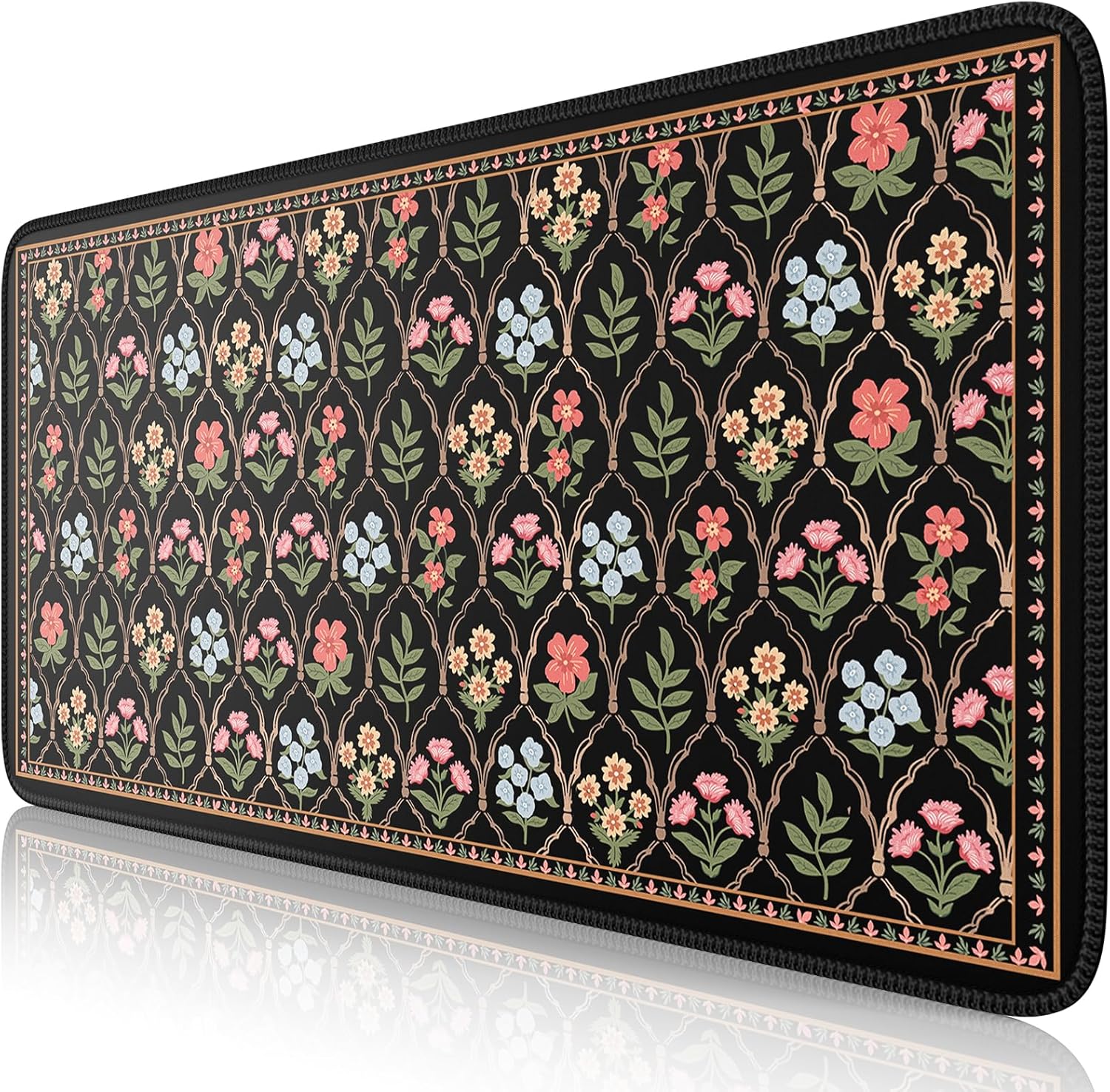 iCasso Large Non-Slip Desk Pad 15.7X35.4 Inches - Floral Gaming Mousepad