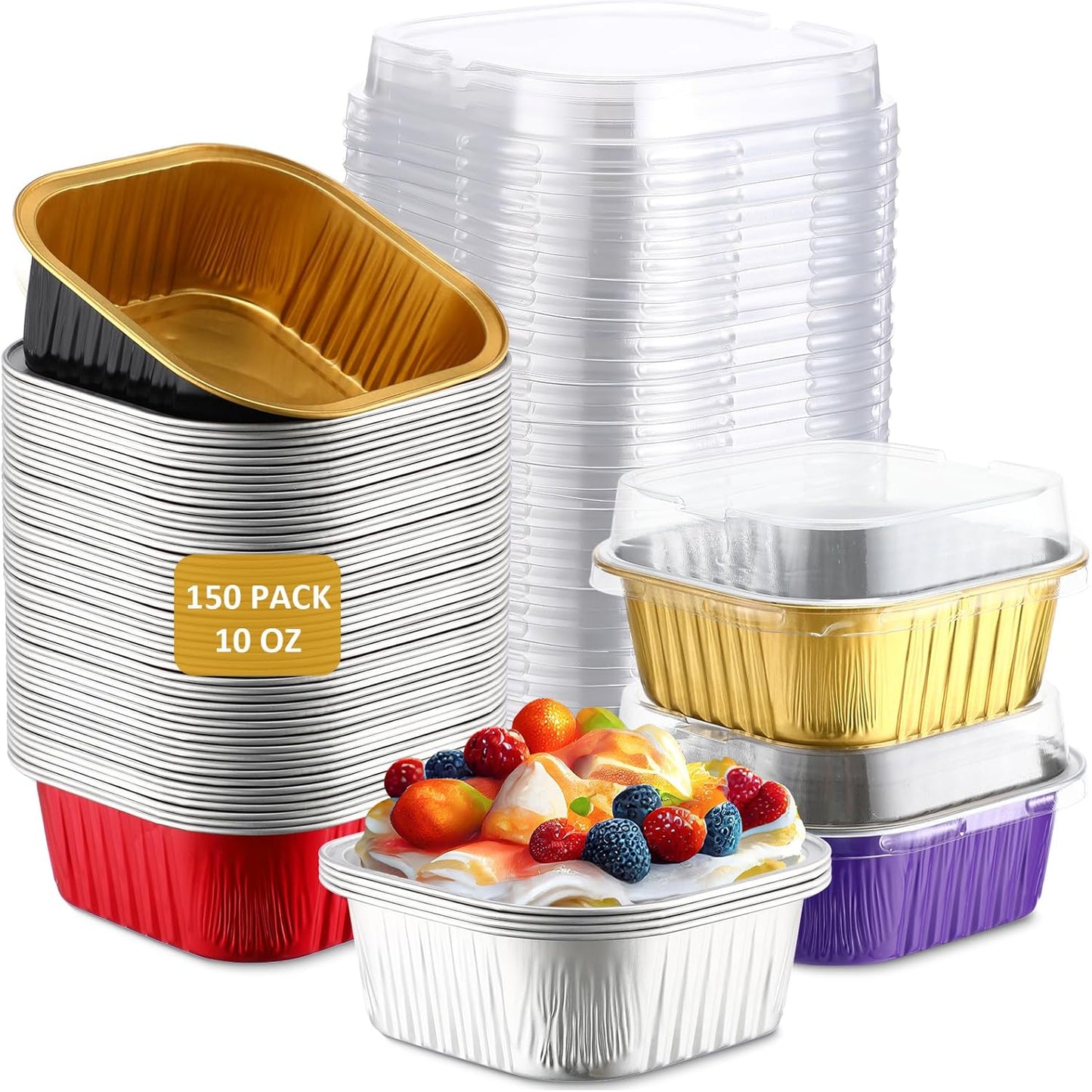 150 Pieces Mini Cake Pans with Lids for Baking Desserts