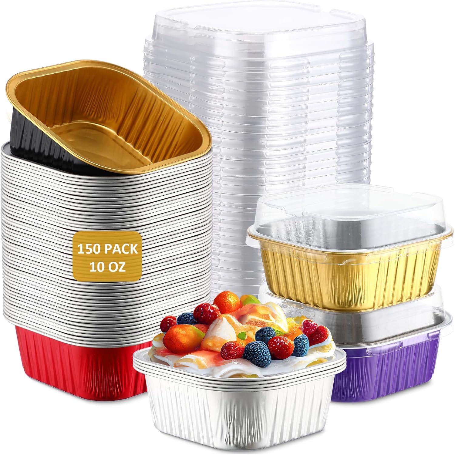 150 Pieces Mini Cake Pans with Lids for Baking Desserts
