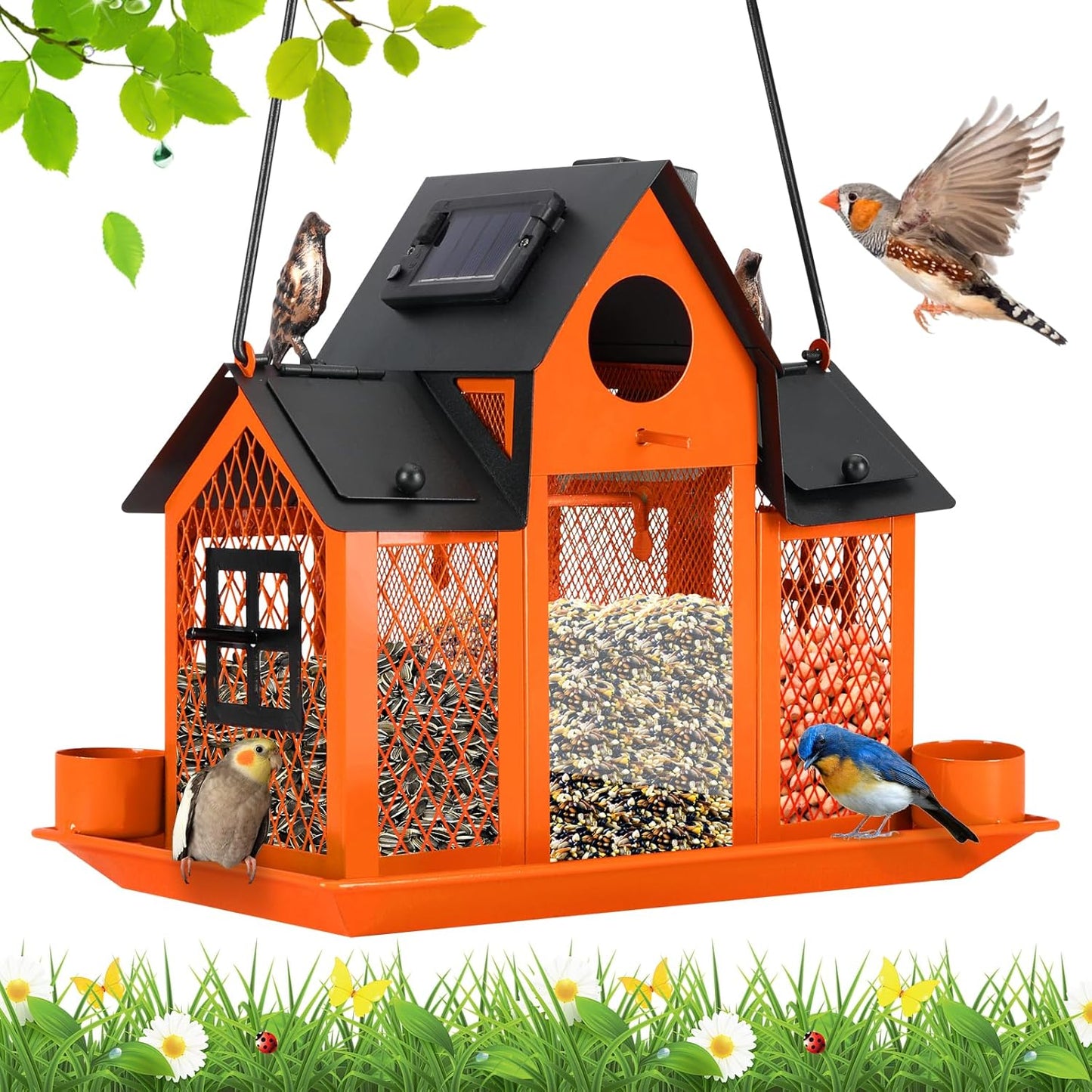 Solar Bird Feeders House for Outside with Unique Design
