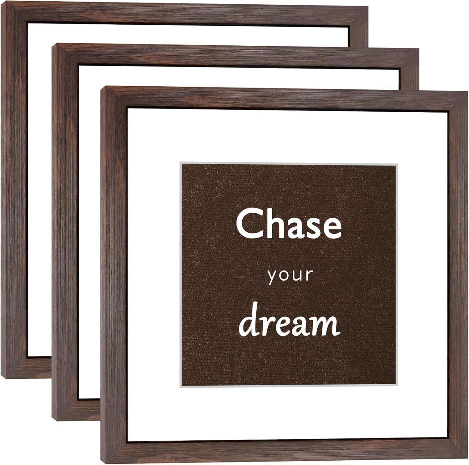 12x12 Walnut Picture Frame Set of 3 for 8x8 or 12x12 Photos