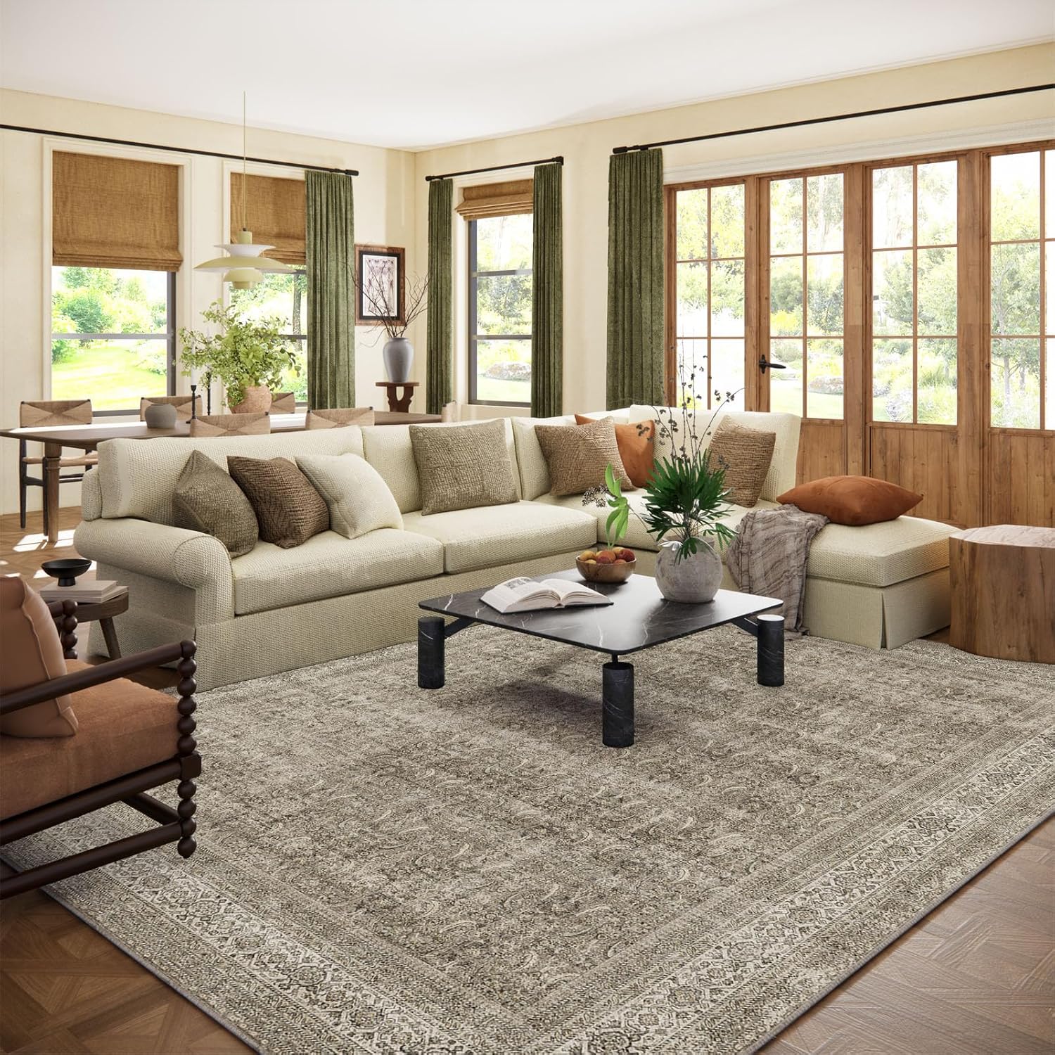 Washable Area Rugs for Living Room: Soft Non-Slip 8x10 Rug