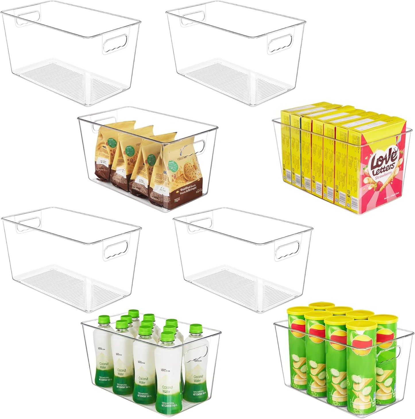 YIHONG Clear Plastic Storage Bins for Kitchen and Pantry Organization