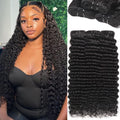 12A 3Bundles Deep Wave Human Hair Bundles - Natural Black
