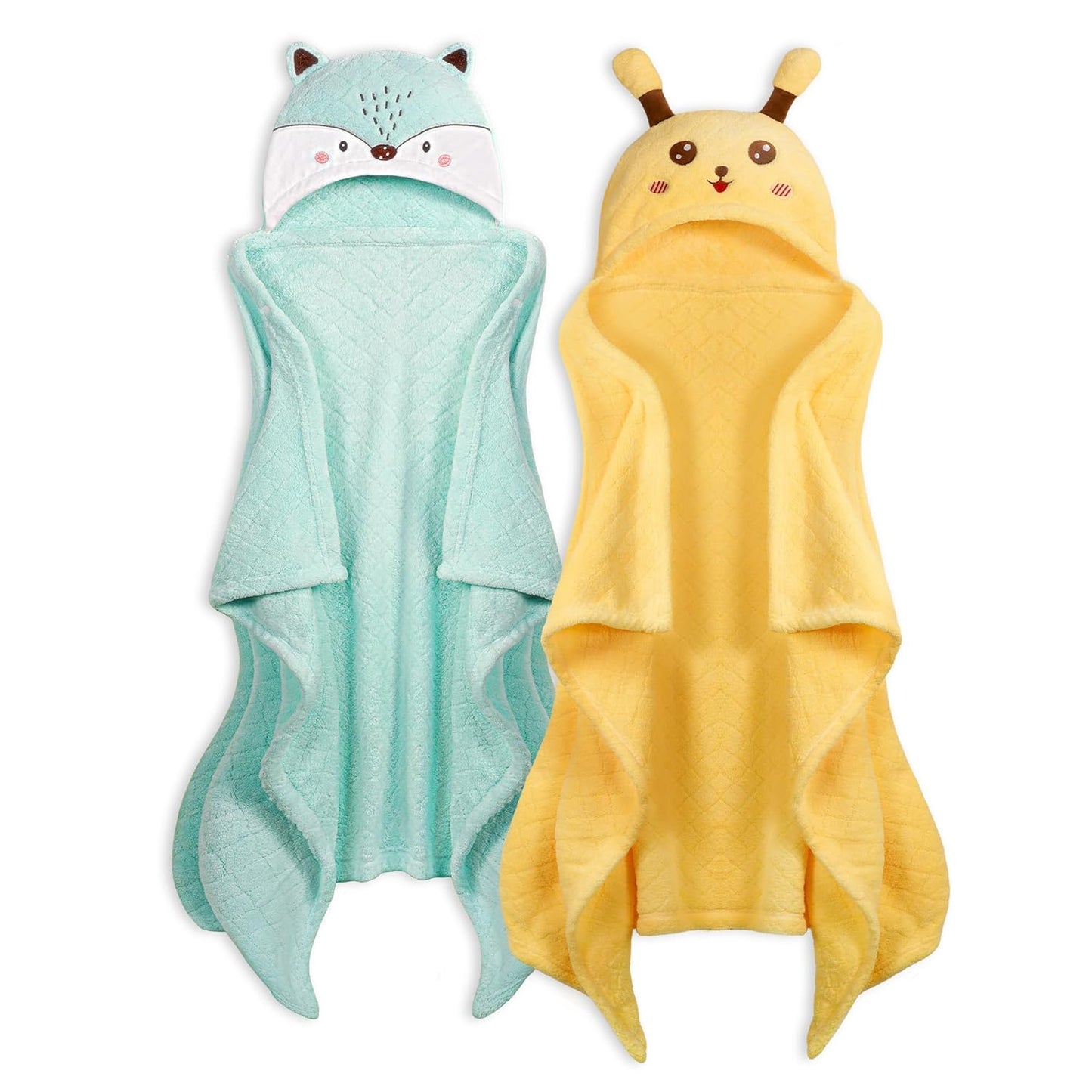 Hooded Toddler Bath Towels for Kids - Soft and Absorbent Set