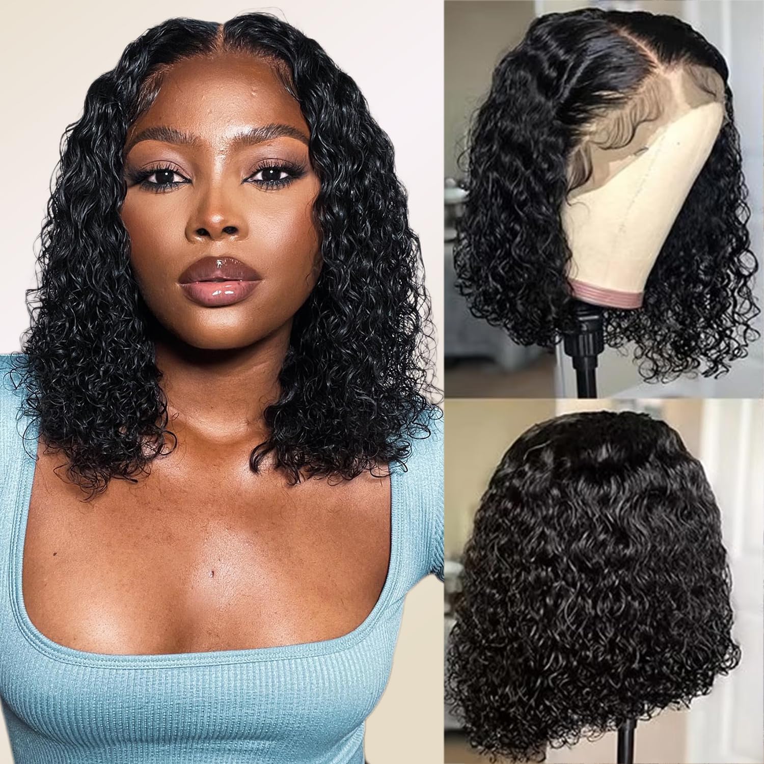 Sungirl 13x4 Deep Wave Curly Bob Wig for Natural Style