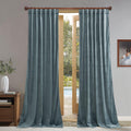 StangH Stone Blue 102 in Velvet Curtains, 2 Panels - Heavy Blackout