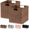 Vagusicc Wicker Basket Set of 2 Hand-Woven Storage Bins