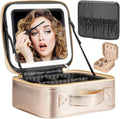 Makeup Travel Train Case with LED Mirror - Compact Lighted Vanity