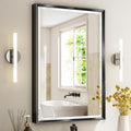 Black Framed Mirror for Bathroom 24x36 in - Beveled Matte Metal Frame