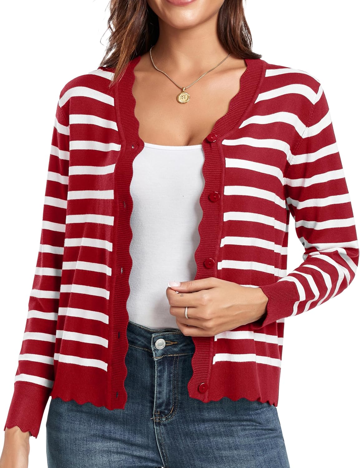 GRECERELLE Women's Long Sleeve V-Neck Cardigan for All Occasions
