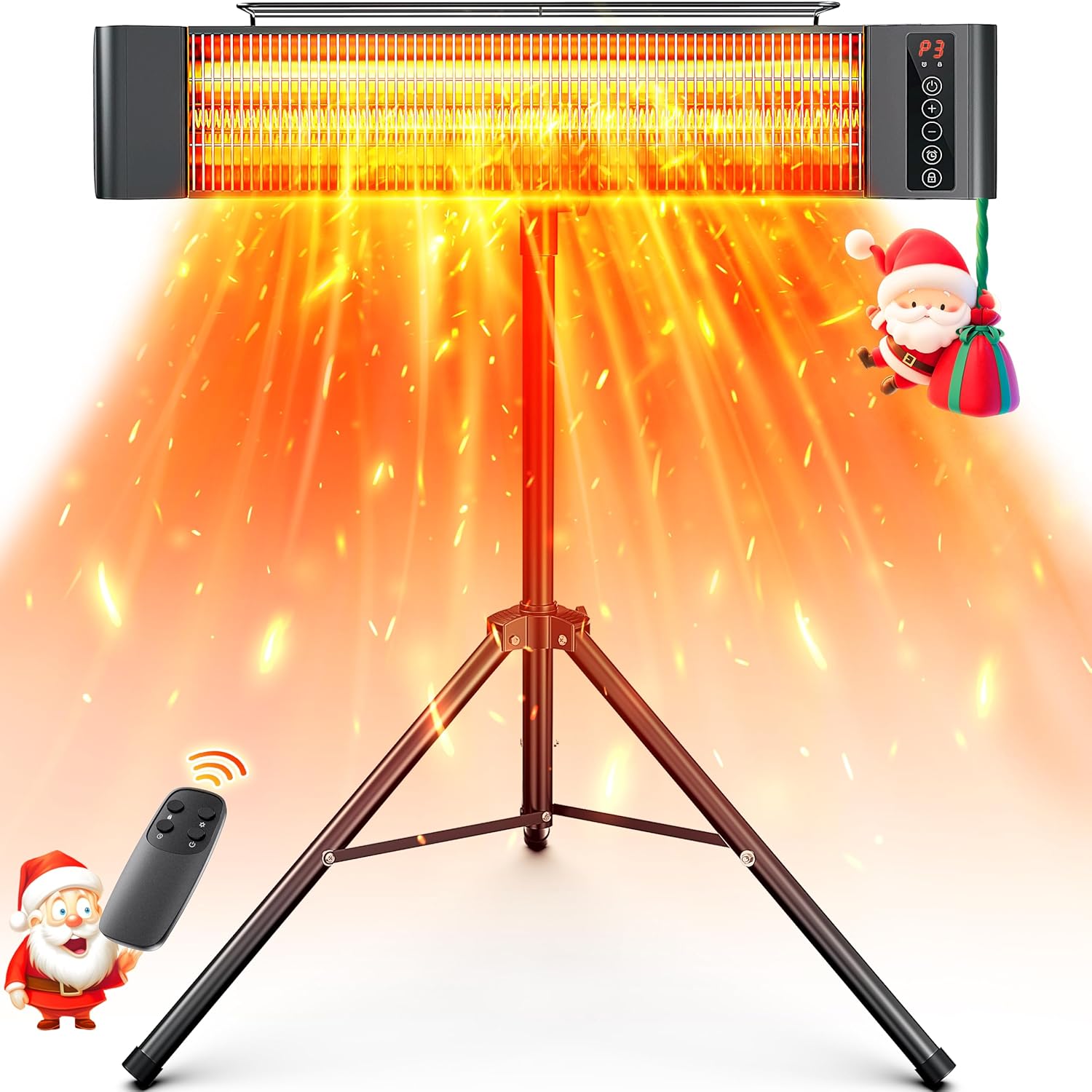 1s Heating Infrared Patio Heater - Remote, Timer, 3 Heat Levels