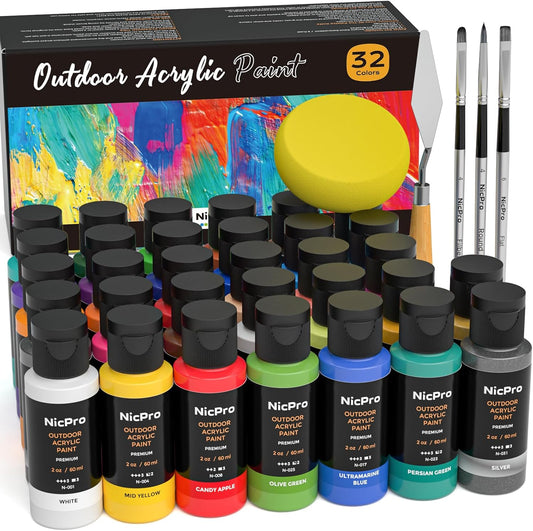 32 Colors Outdoor Acrylic Paint Set for Vibrant Crafts and Projects