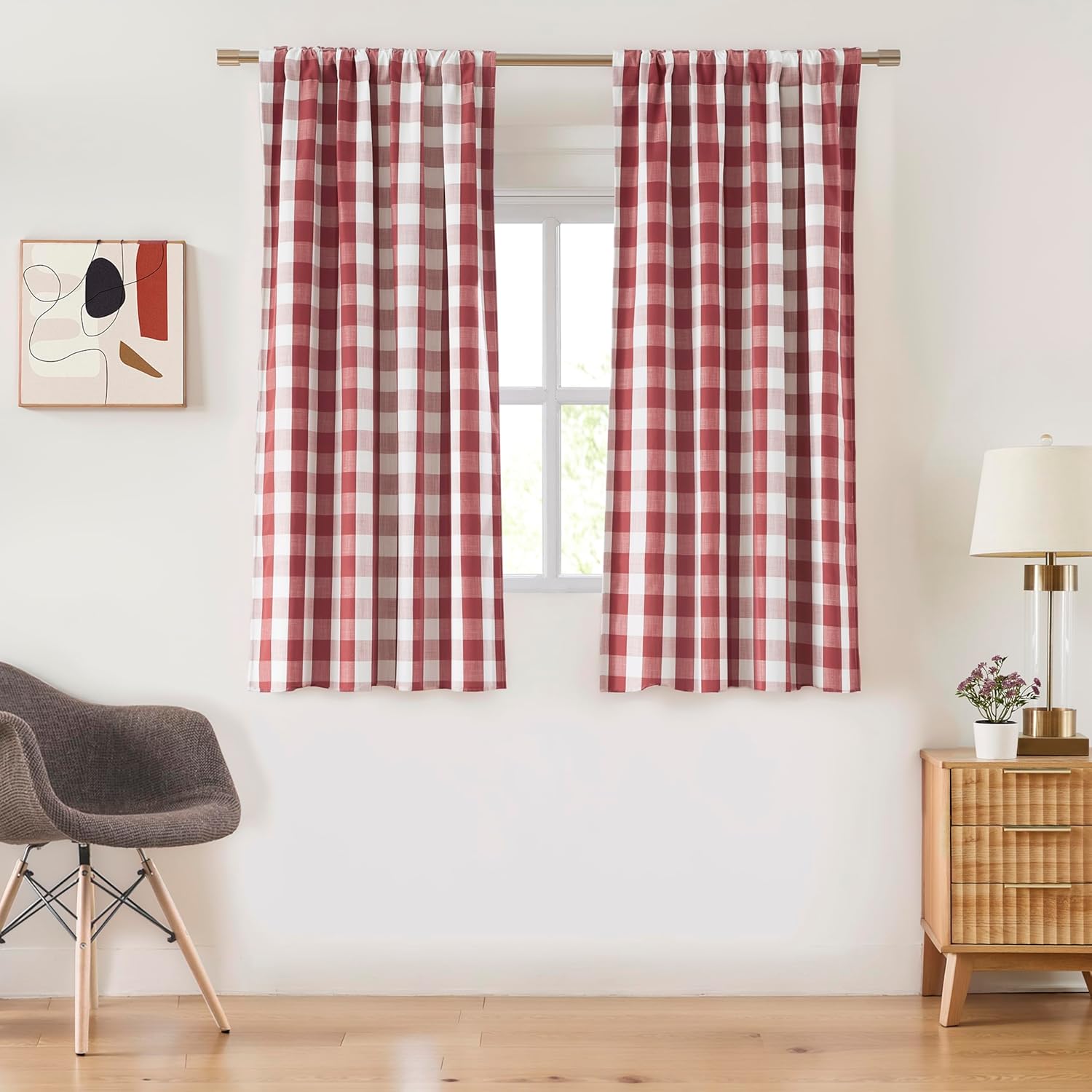72 Inch Buffalo Plaid Full Blackout Curtain Panels for Home